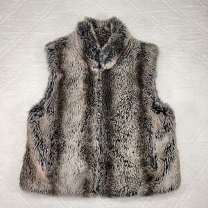 Blassport Faux Fur‎ Reversible Zipper Vest Women's XL Brown/Black Jacket